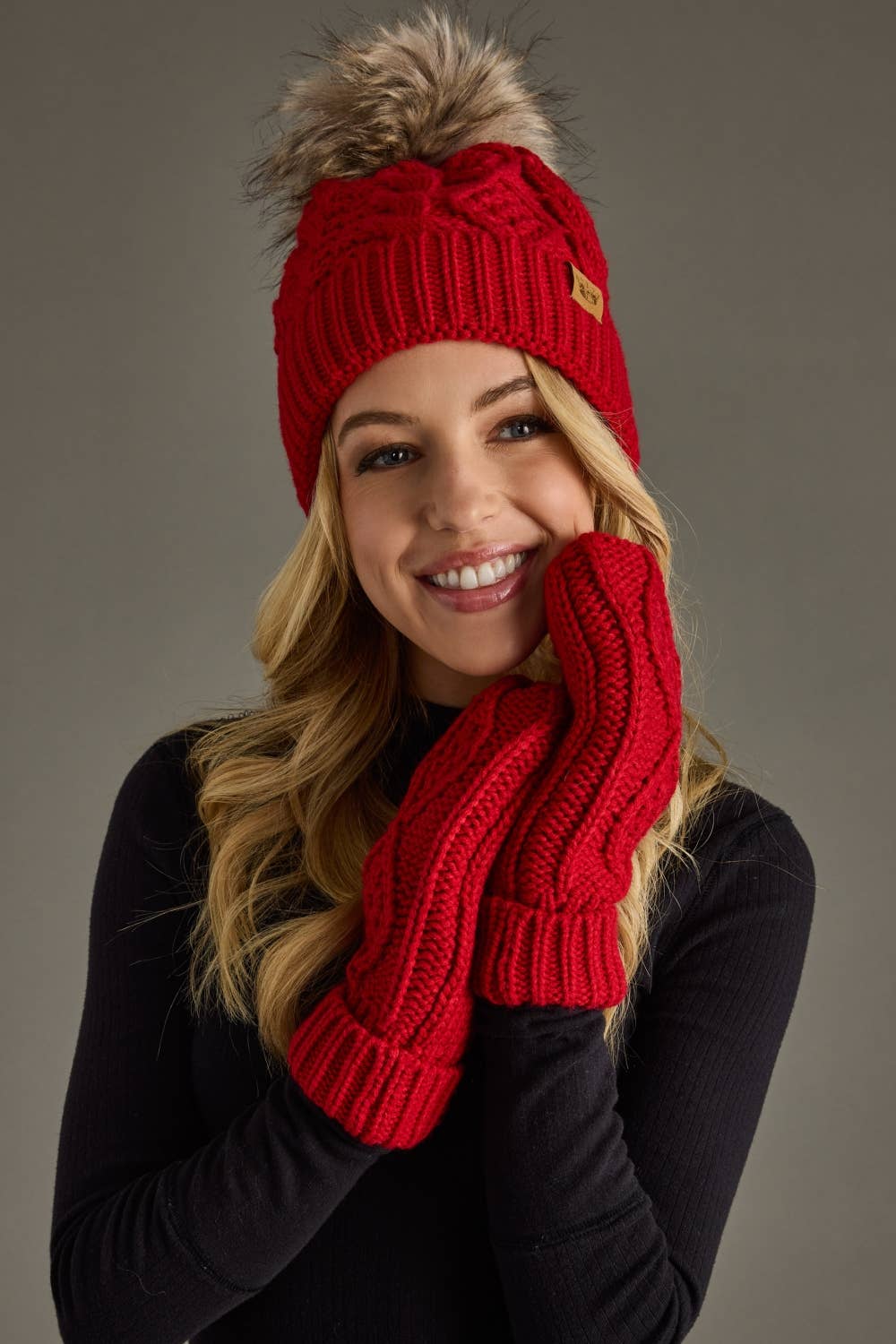 Red Knit Pom Hat