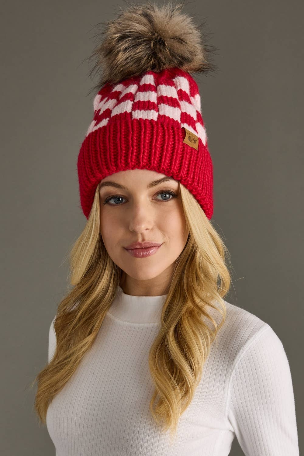 Checkered Pom Hat