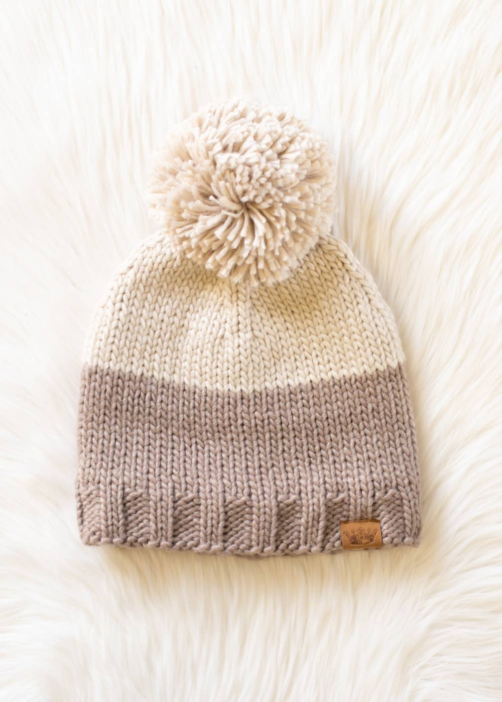 Beige Pom Hat