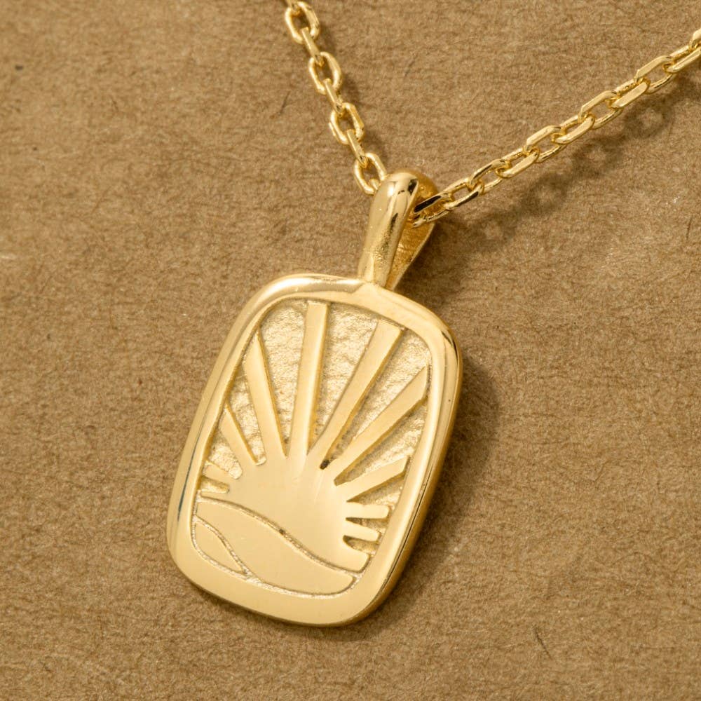 Gold Dipped Sun Rise Pendant Necklace
