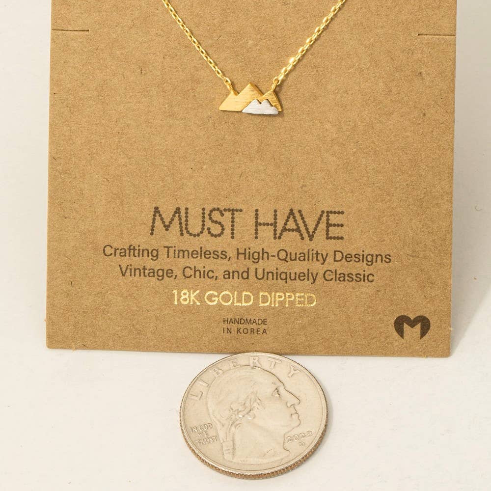 Gold Dipped Dainty Mini Mountain Pendant Necklace