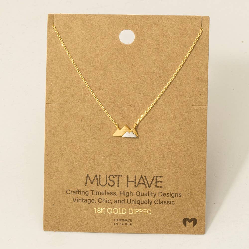 Gold Dipped Dainty Mini Mountain Pendant Necklace