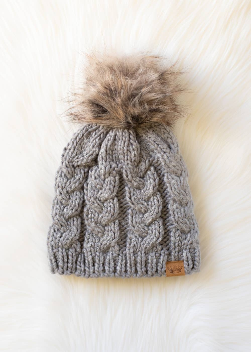 Gray Knit Pom Hat