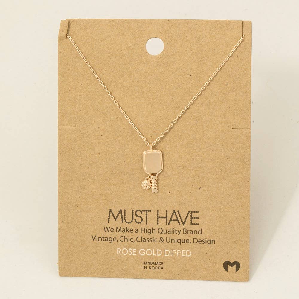 Gold Dipped Pickle Ball Pendant Necklace