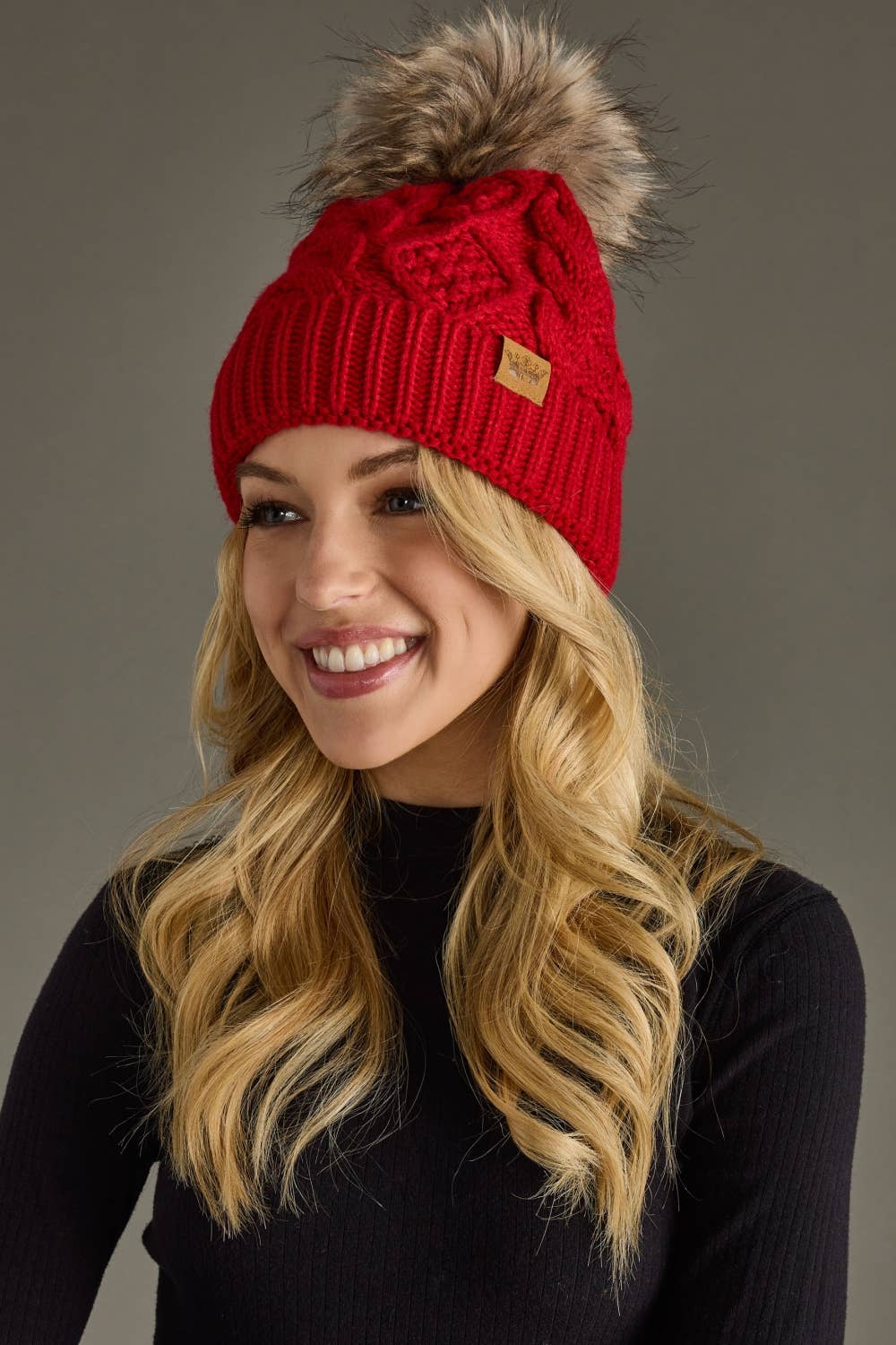 Red Knit Pom Hat
