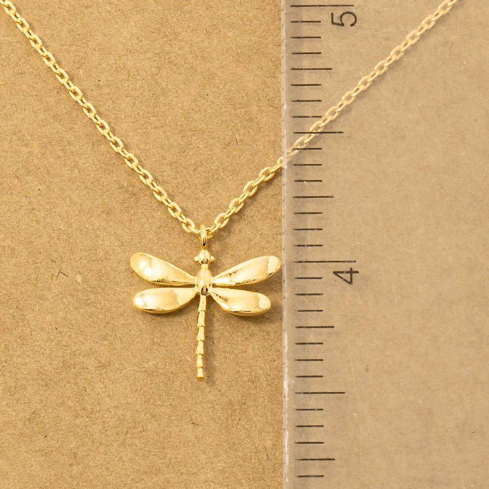 Gold Dipped Dragon Fly Pendant Necklace