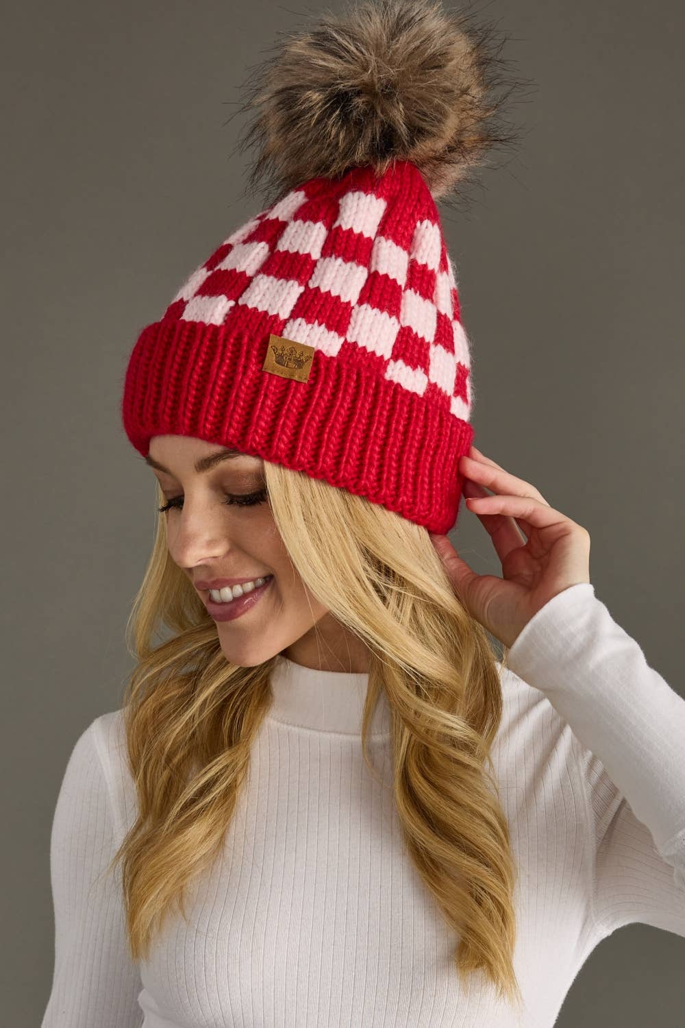 Checkered Pom Hat
