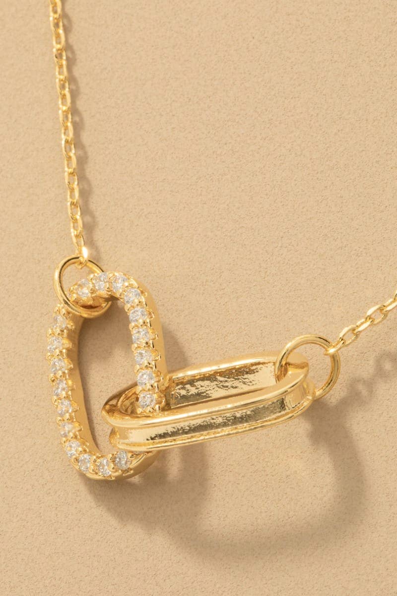 Cz Pave Oval Link Necklace