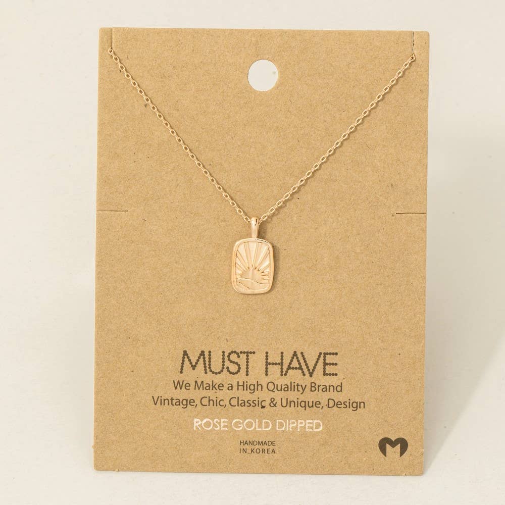 Gold Dipped Sun Rise Pendant Necklace