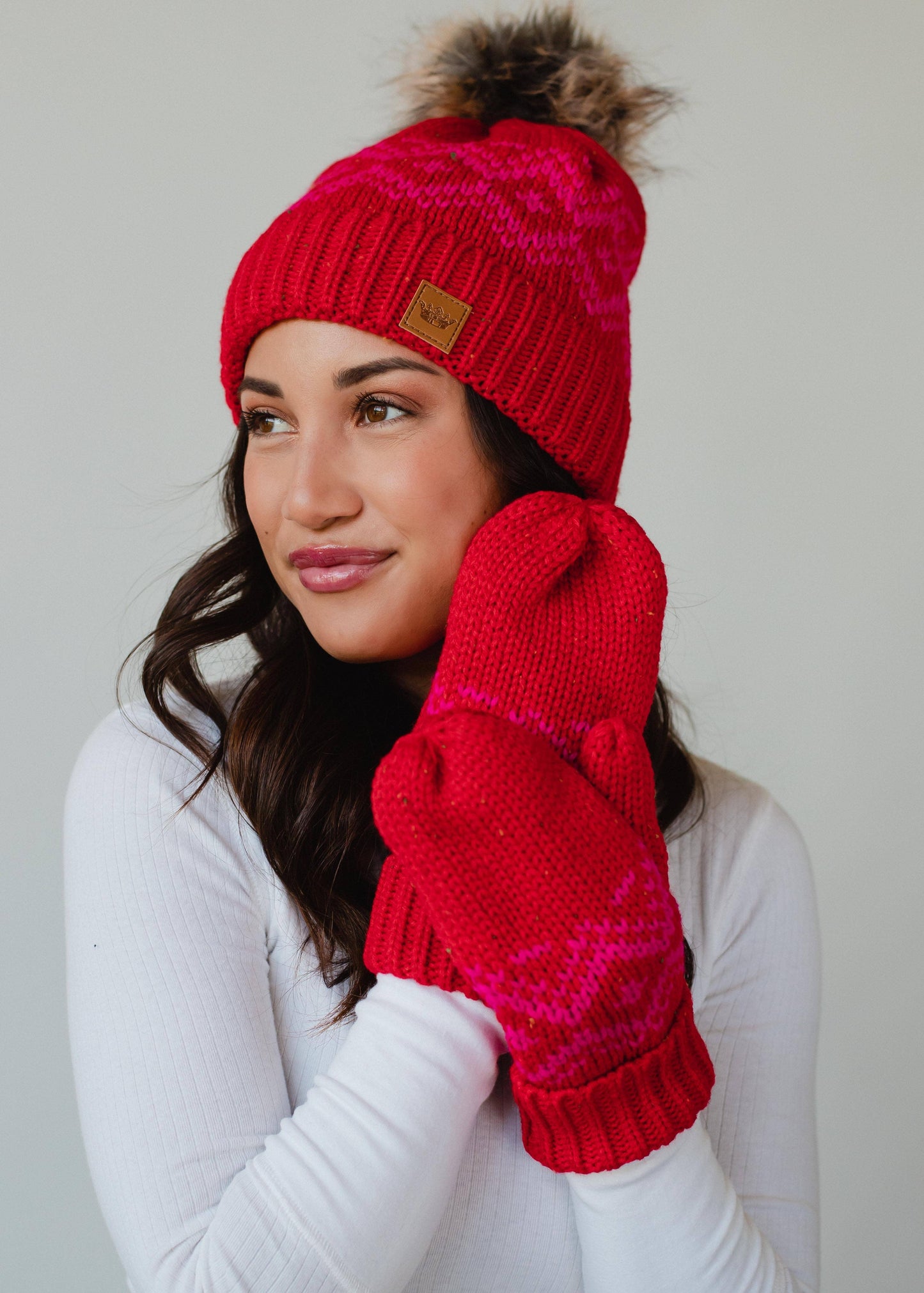 Red & Speckled Patterned Mittens