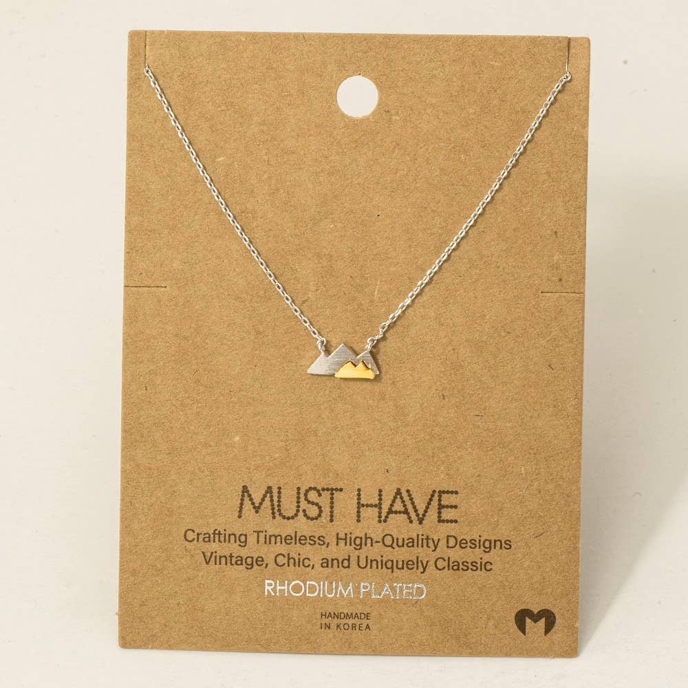 Gold Dipped Dainty Mini Mountain Pendant Necklace