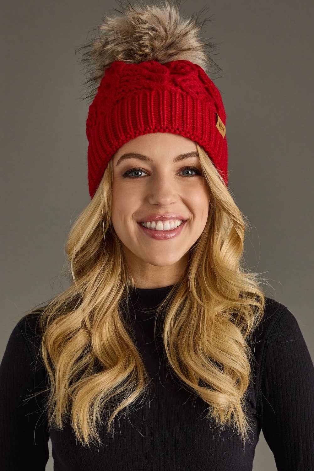 Red Knit Pom Hat