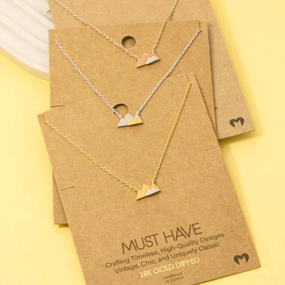 Gold Dipped Dainty Mini Mountain Pendant Necklace