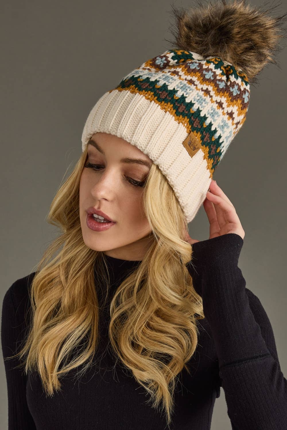 Patterned Pom Hat