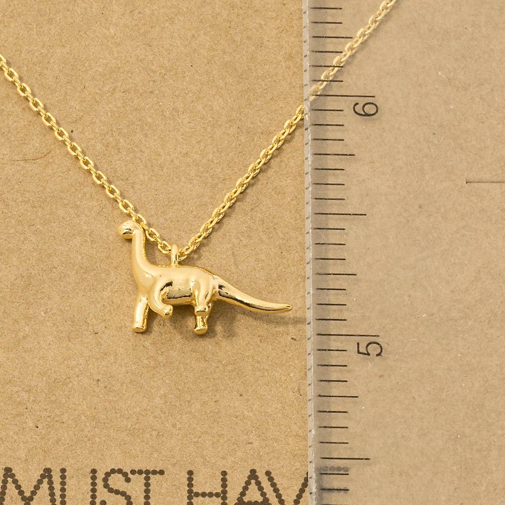 Gold Dipped Brachiosaurus Dinosaur Pendant Necklace