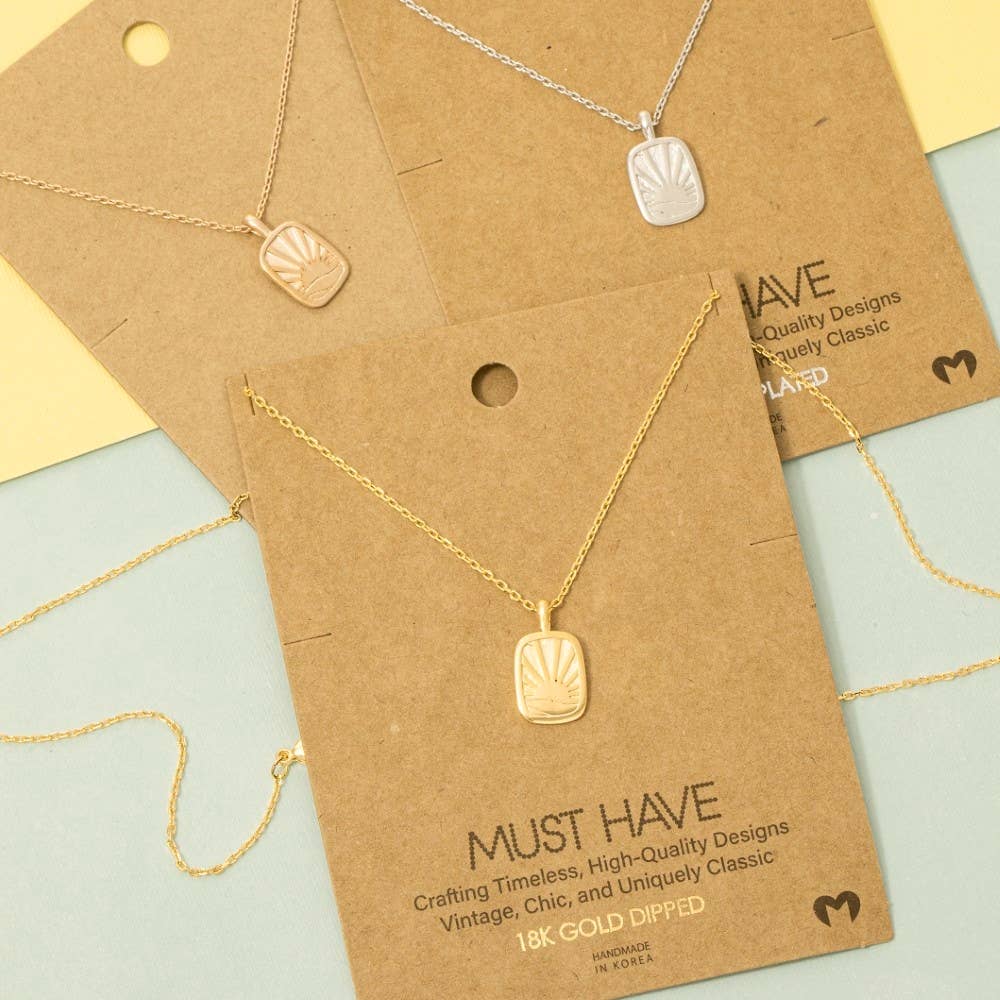 Gold Dipped Sun Rise Pendant Necklace