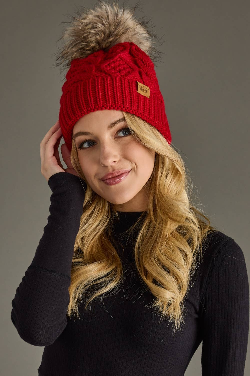 Red Knit Pom Hat