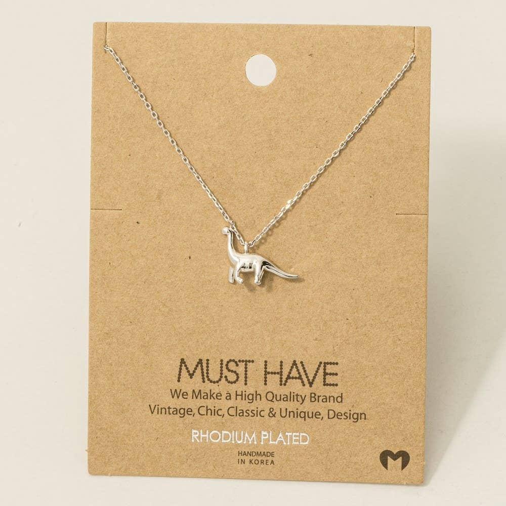 Gold Dipped Brachiosaurus Dinosaur Pendant Necklace