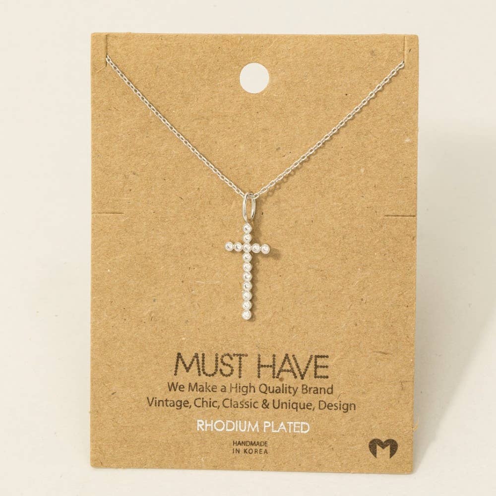 Rhinestone Studded Cross Necklace