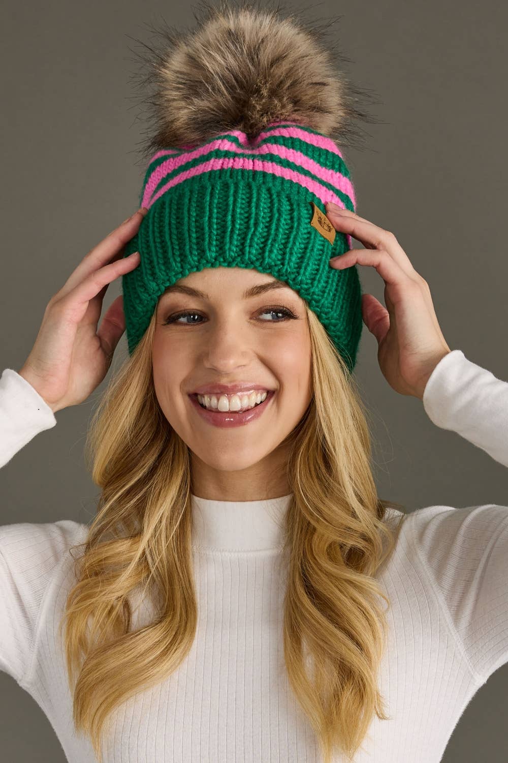 Striped Pom Hat