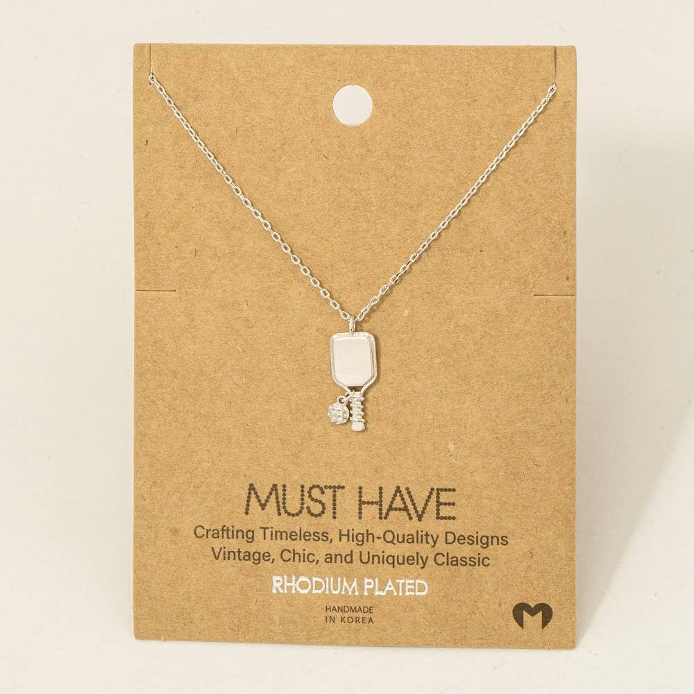 Gold Dipped Pickle Ball Pendant Necklace