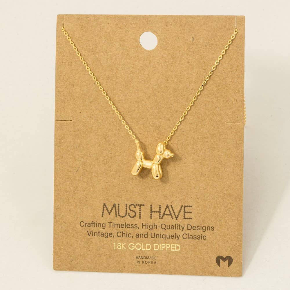 Gold Dipped Balloon Dog Pendant Necklace