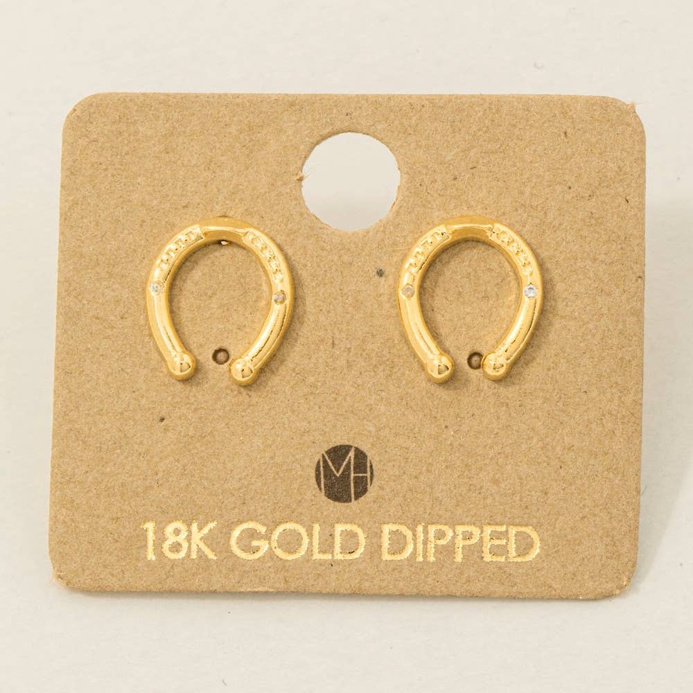 Gold Dipped Western Horse Shoe Stud Earrings