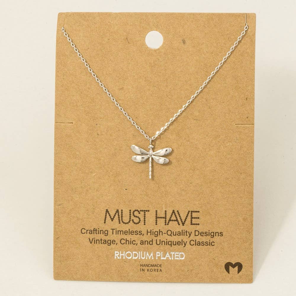 Gold Dipped Dragon Fly Pendant Necklace