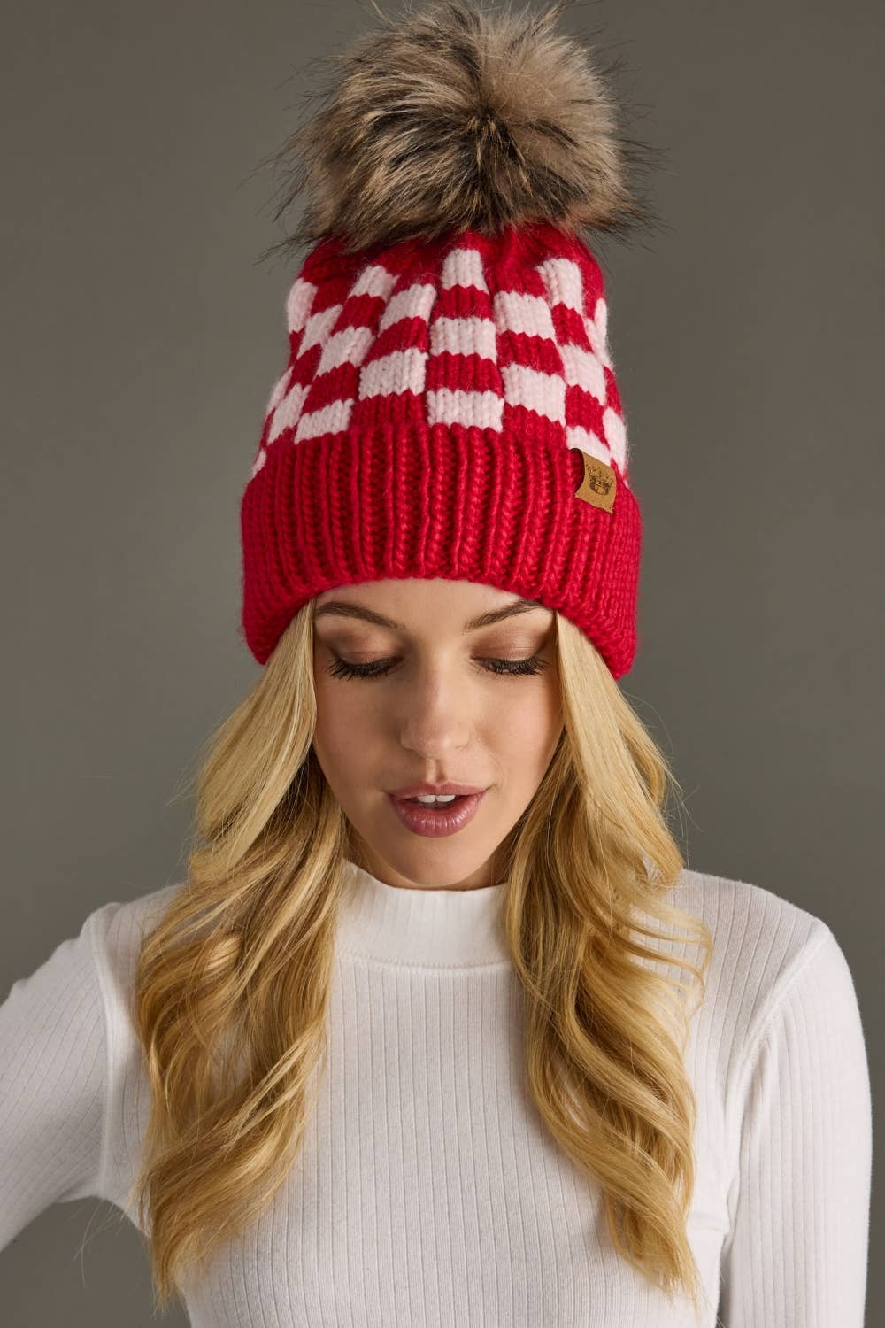 Checkered Pom Hat