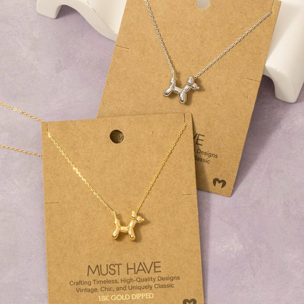 Gold Dipped Balloon Dog Pendant Necklace