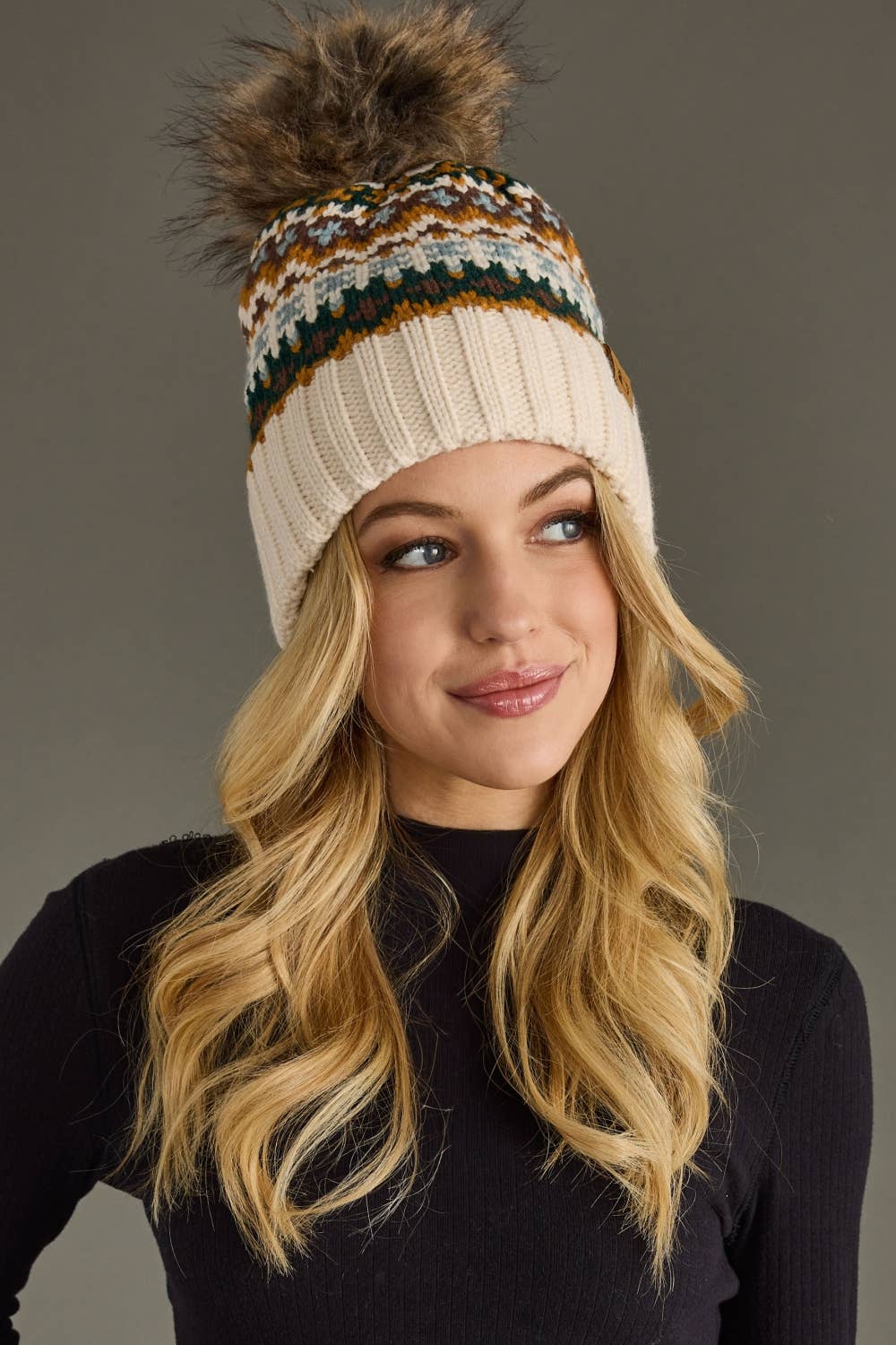 Patterned Pom Hat