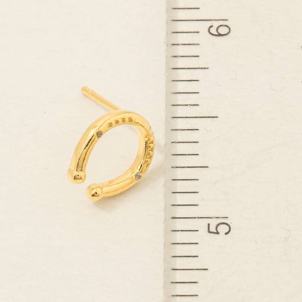 Gold Dipped Western Horse Shoe Stud Earrings
