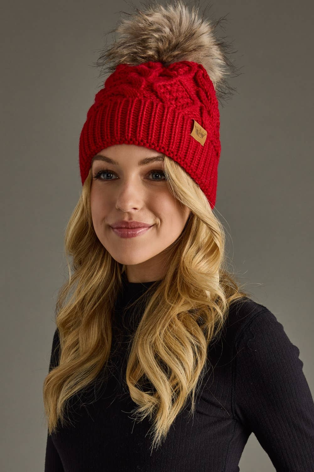 Red Knit Pom Hat