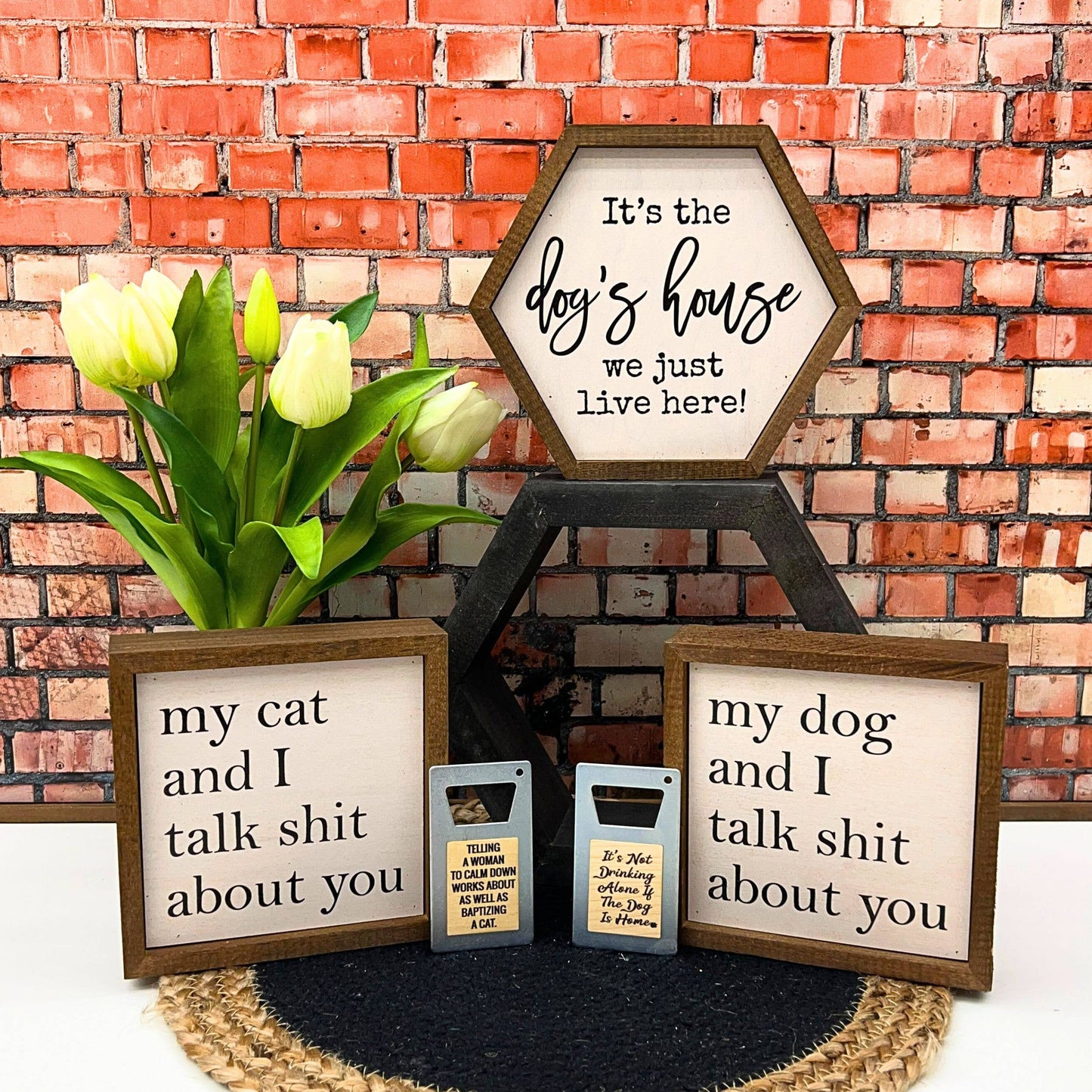 It's the dog's house Hexagon Sign