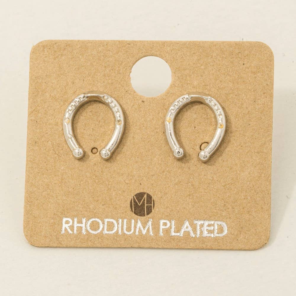 Gold Dipped Western Horse Shoe Stud Earrings