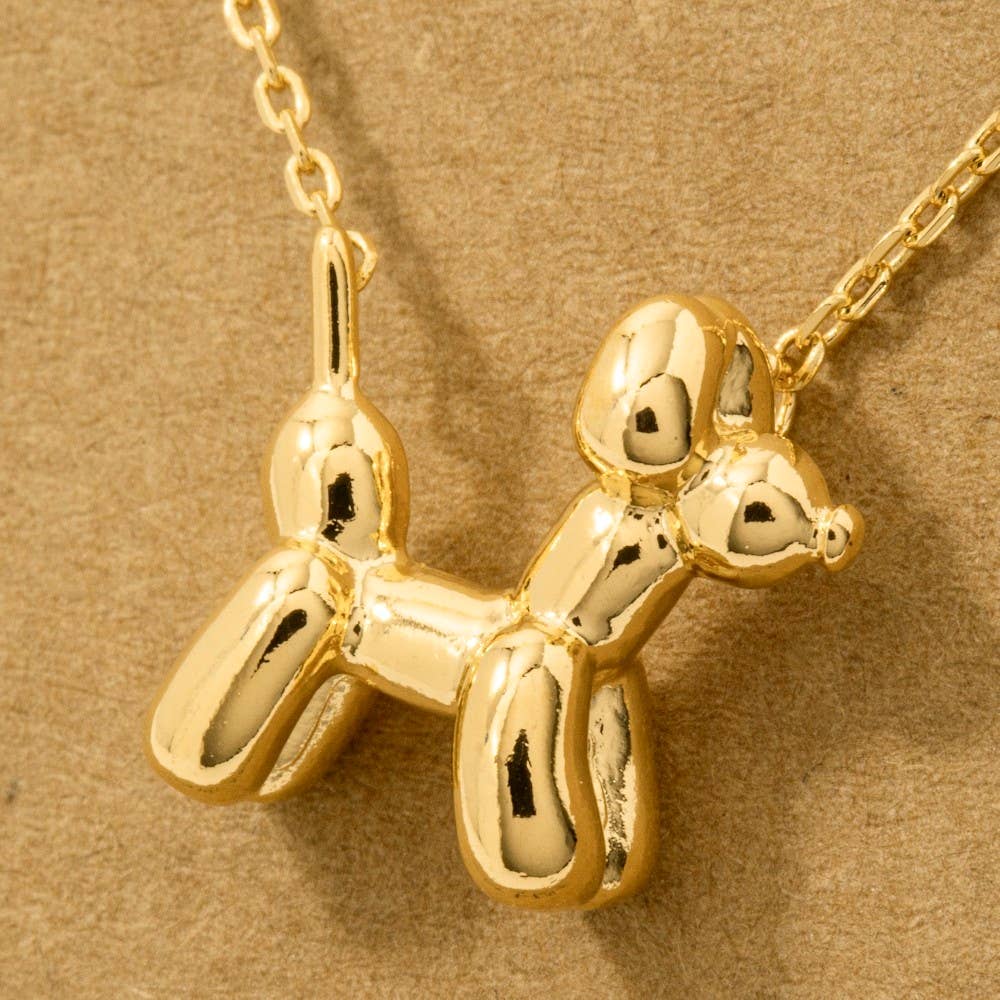 Gold Dipped Balloon Dog Pendant Necklace