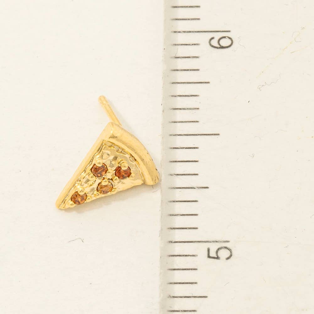 Cz Pave Pizza Stud Earrings