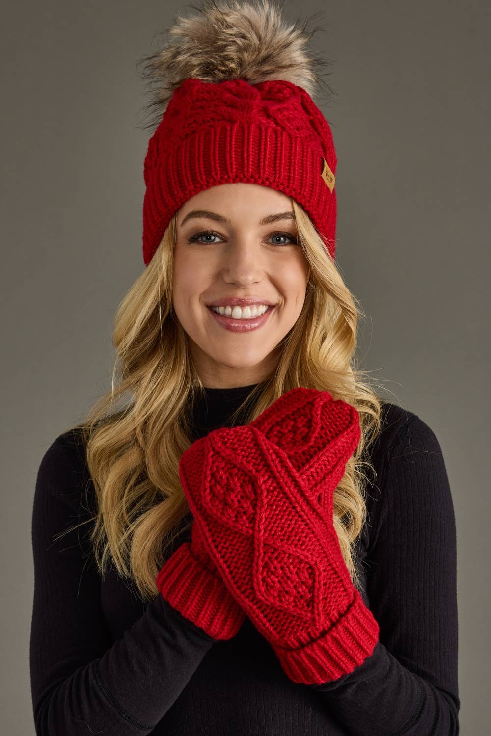 Red Knit Pom Hat