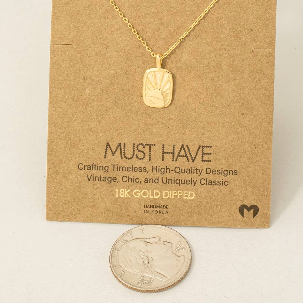 Gold Dipped Sun Rise Pendant Necklace