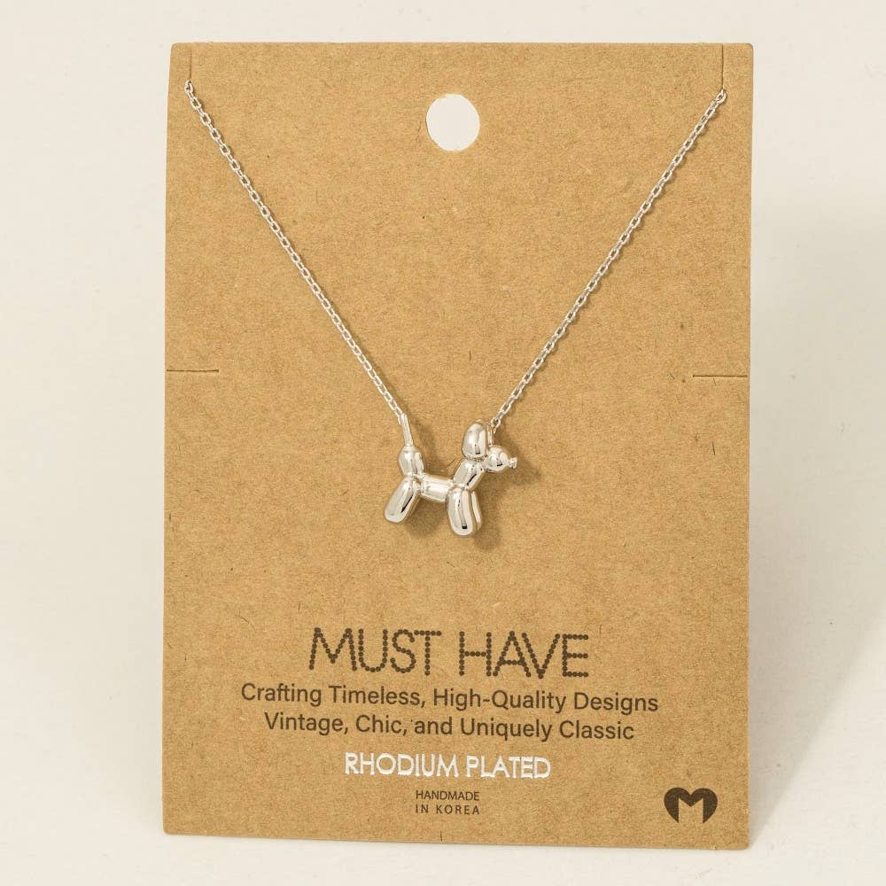 Gold Dipped Balloon Dog Pendant Necklace
