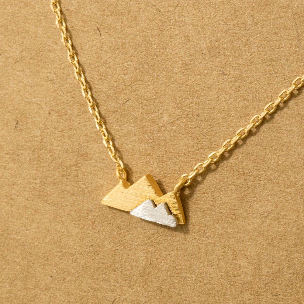 Gold Dipped Dainty Mini Mountain Pendant Necklace