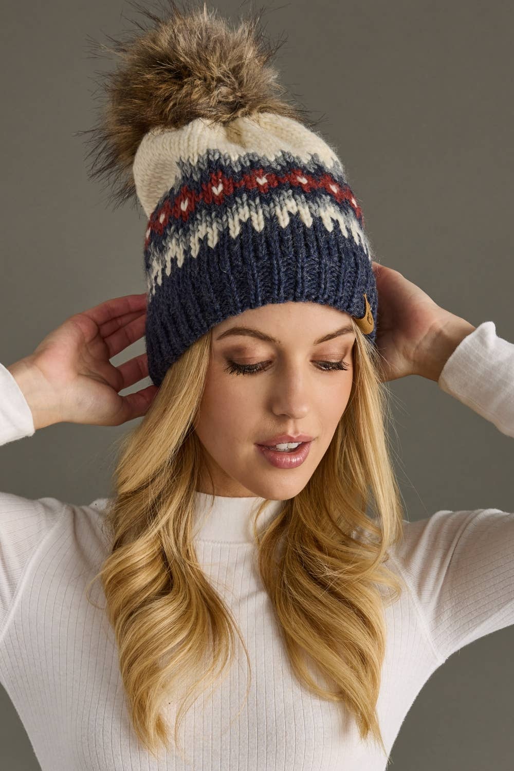 Patterned Pom Hat