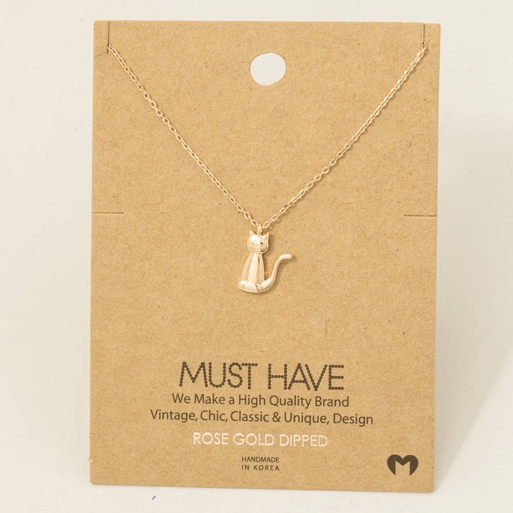 Gold Dipped Cat Pendant Necklace