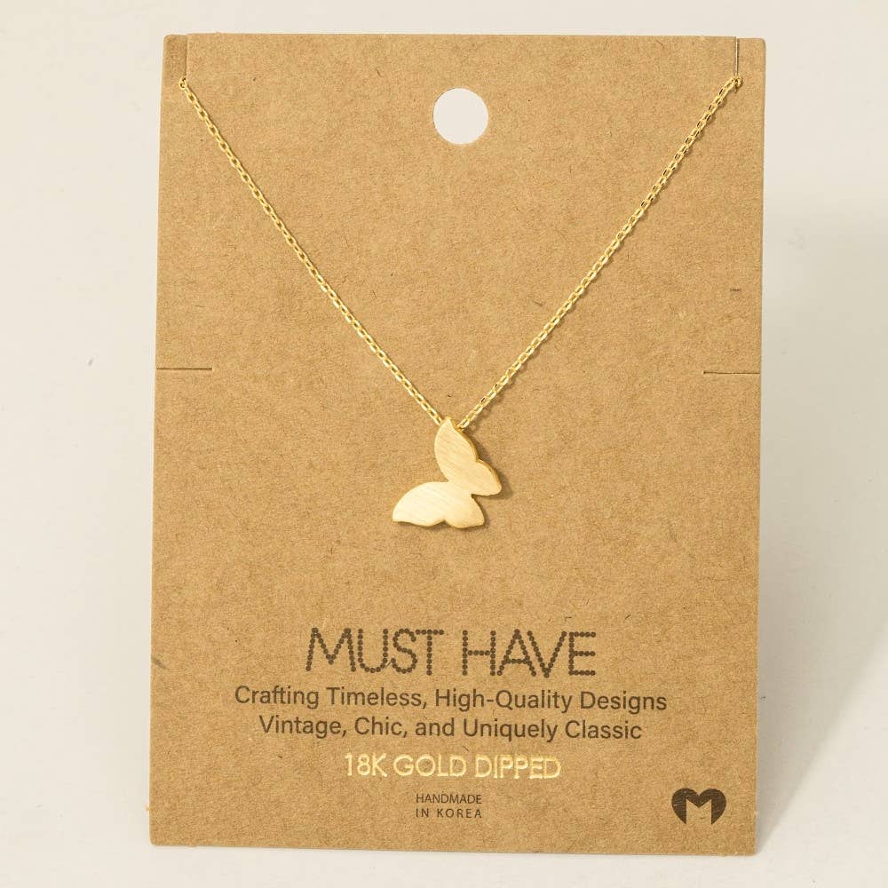 Gold Dipped Mini Butterfly Pendant Necklace