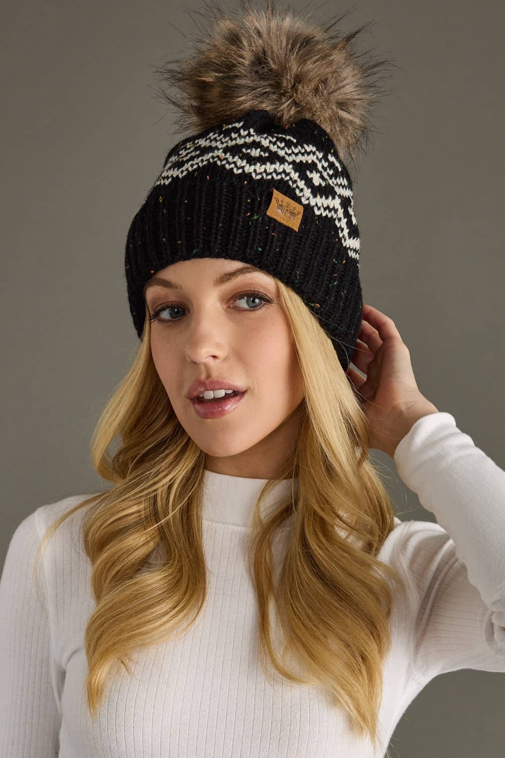 Patterned Pom Hat