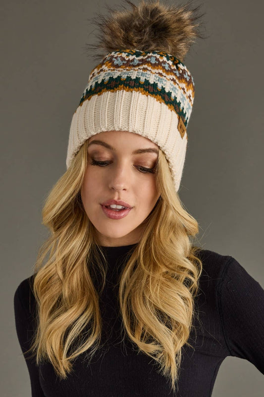 Patterned Pom Hat
