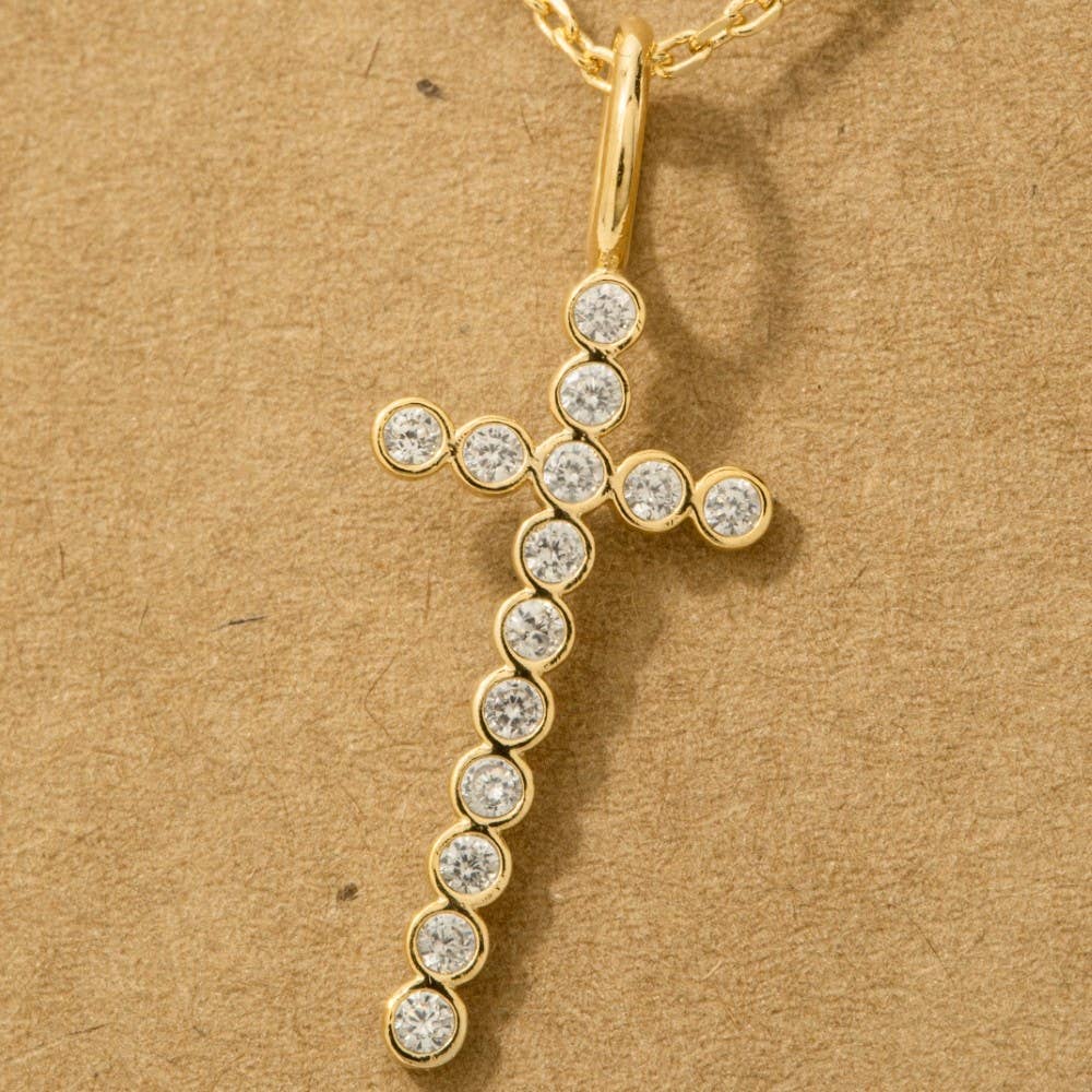 Rhinestone Studded Cross Necklace