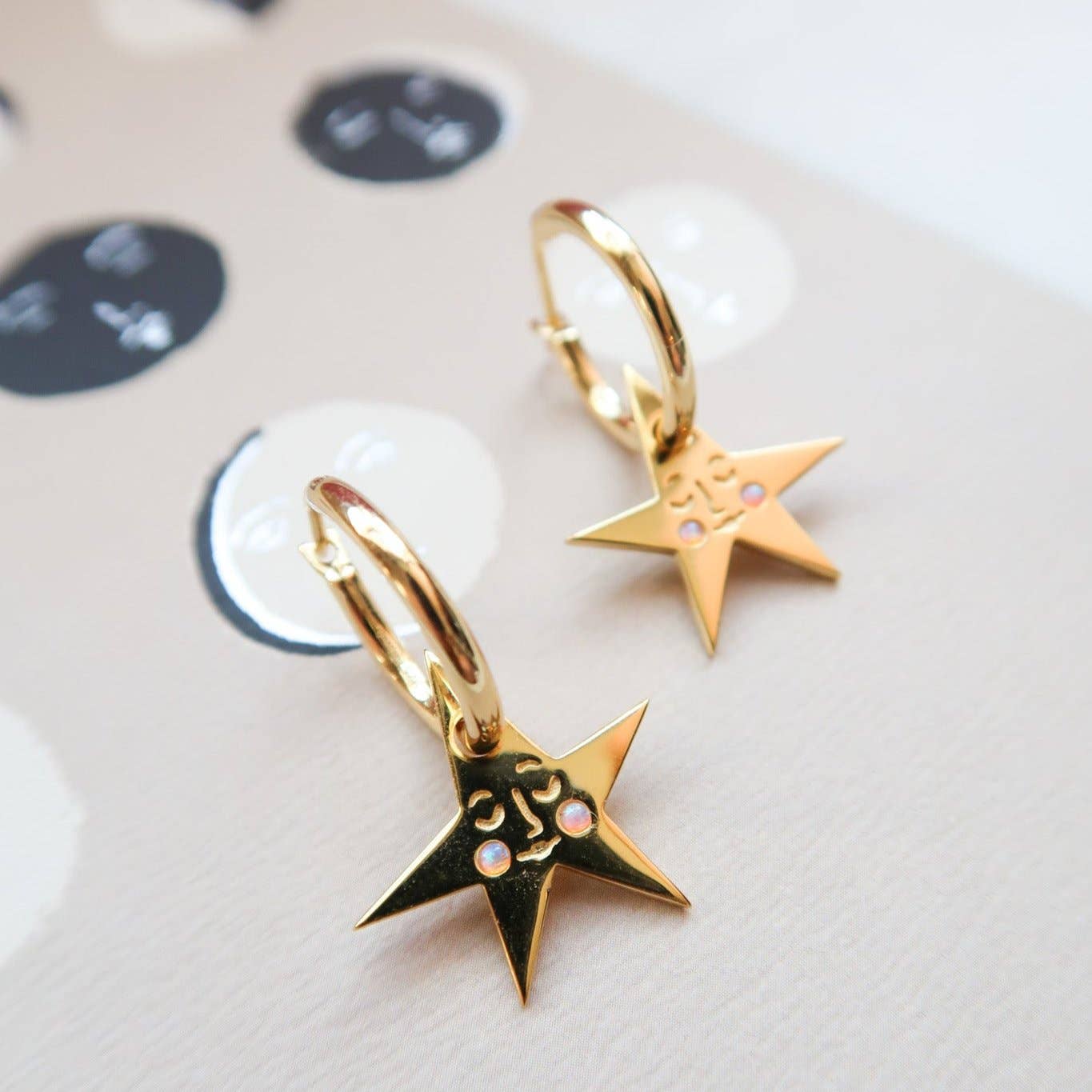 Blush Star Hoop Earrings