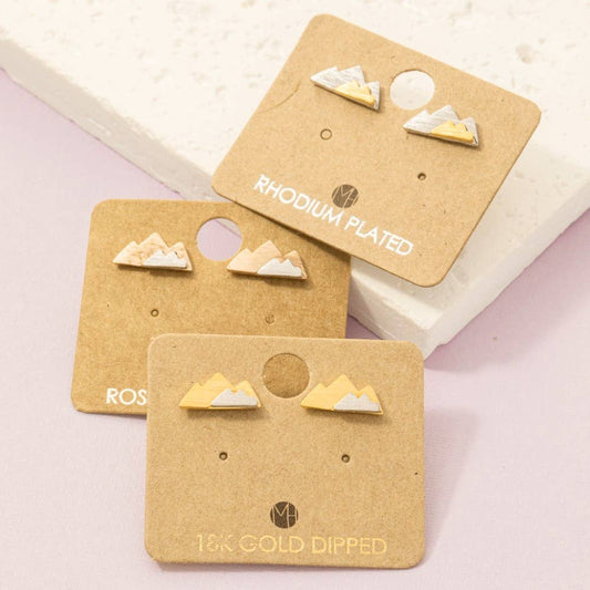 Two Toned Mountain Stud Earrings
