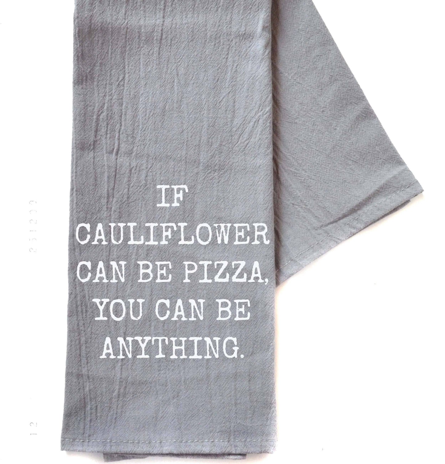 If Cauliflower Can Be Pizza Grey Hand Towel